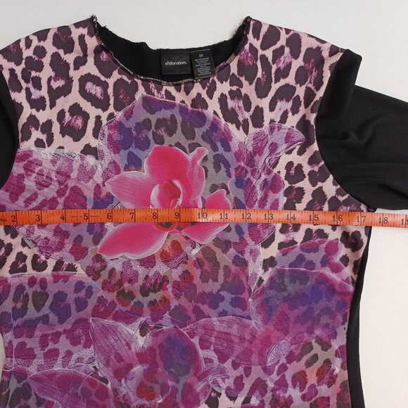 Women's Xhilaration Flower Animal Cheetah Print Top in Size Medium - Picture 5 of 7